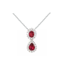 14k White Gold 0.77Ct Ruby, 0.15Ct Diamond Pendant