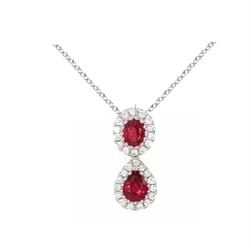 14k White Gold 0.77Ct Ruby, 0.15Ct Diamond Pendant