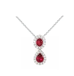 14k White Gold 0.77Ct Ruby, 0.15Ct Diamond Pendant