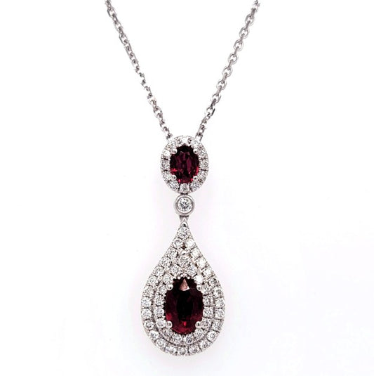 18k White Gold 0.87Ct Total Ruby, 0.36Ct Total Diamond Pendant