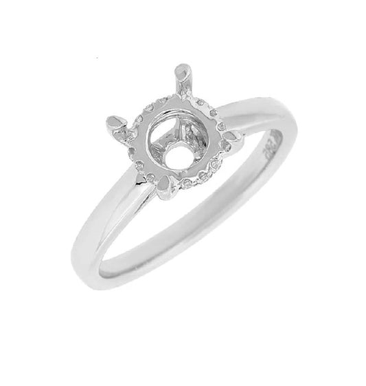 14k White Gold 0.07Ct Diamond Engagement Ring Mounting