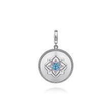 Load image into Gallery viewer, Gabriel Sterling Silver 0.46Ct Blue Topaz, 0.30Ct White Sapphire Bujukan Medallion Pendant in size 24mm
