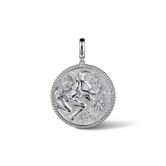 Gabriel Sterling Silver White Sapphire Bujukan Taurus Medallion
