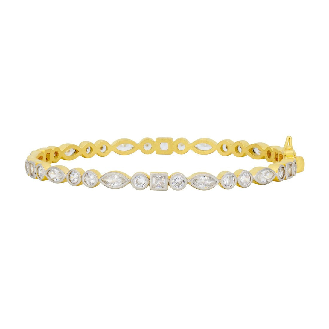 Freida Rothman Gold Plated Signature Mixed Shape Bangle