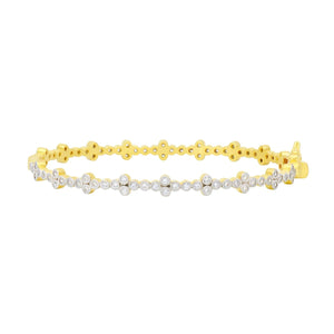 Freida Rothman Gold Plated Clover Station Hinge Bangle