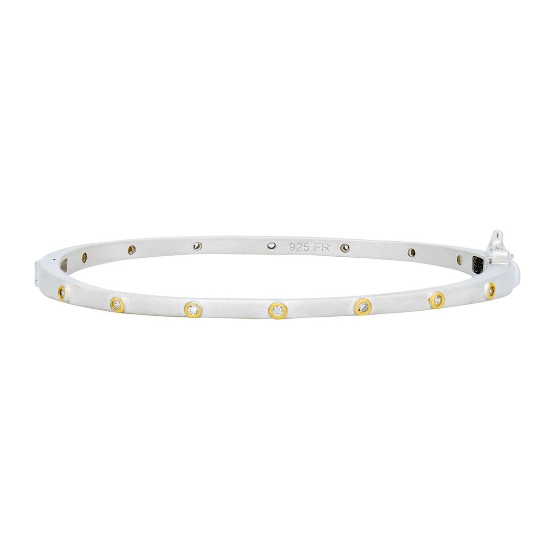 Freida Rothman Rhodium and Gold Plated Thin Bezel Stacking Bangle Bracelet