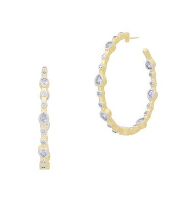 Freida Rothman Gold Plated Teardrop Hoop Earring