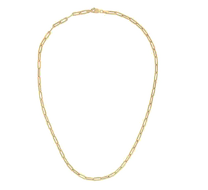 14K Gold 3.3mm Paperclip Chain with Lobster Lock, Available in Yellow