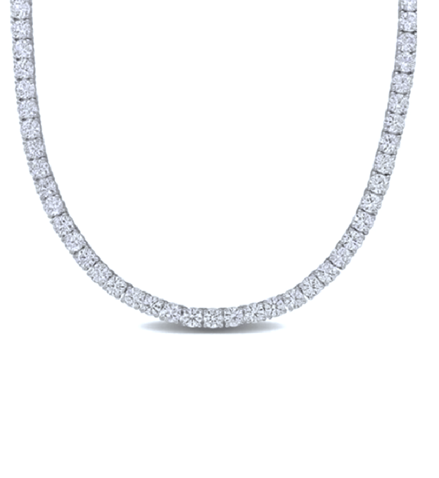 14k White Gold 16Cts Diamond Tennis Necklace, with 122 Diamonds set in 4 Prongs Each