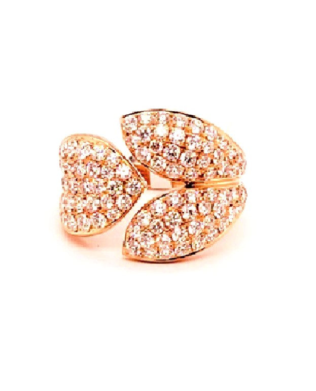 18K Rose Gold 2.00Ct Diamond Three Leaf Ring