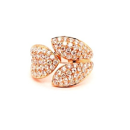 18K Rose Gold 2.00Ct Diamond Three Leaf Ring