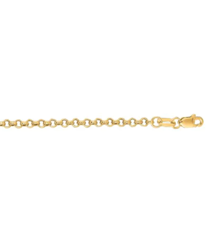 14K Yellow Gold 2.5mm Lite Rolo 7-Inch Chain Bracelet with Lobster Lock