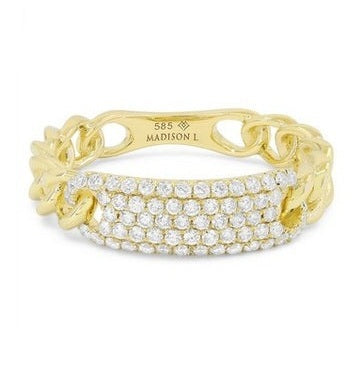 14k Yellow Gold 0.40Ct Diamond Chain Ring with 64 Diamonds