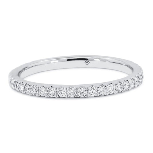 14k White Gold 0.20Ct Diamond Band with 19 Diamonds Half Way Around in size 4.5