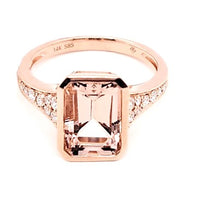 Load image into Gallery viewer, 14k Rose Gold 2.97Ct Morganite, 0.21Ct Diamond Ring
