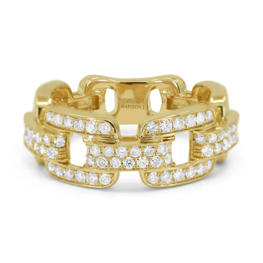 14k Yellow Gold 0.66Ct Diamond Ring with 77 Diamonds