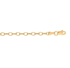 14K Yellow Gold 3.2mm Lite Oval Rolo 7-inch Chain with Lobster Lock