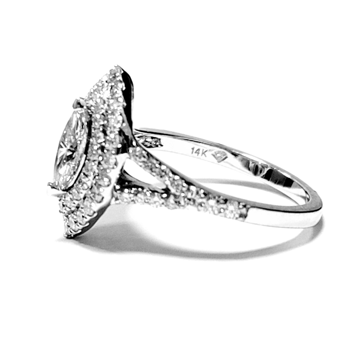 14k White Gold Ctr 0.49 SI2 I, Mounting 0.78 Ct Diamond Ring