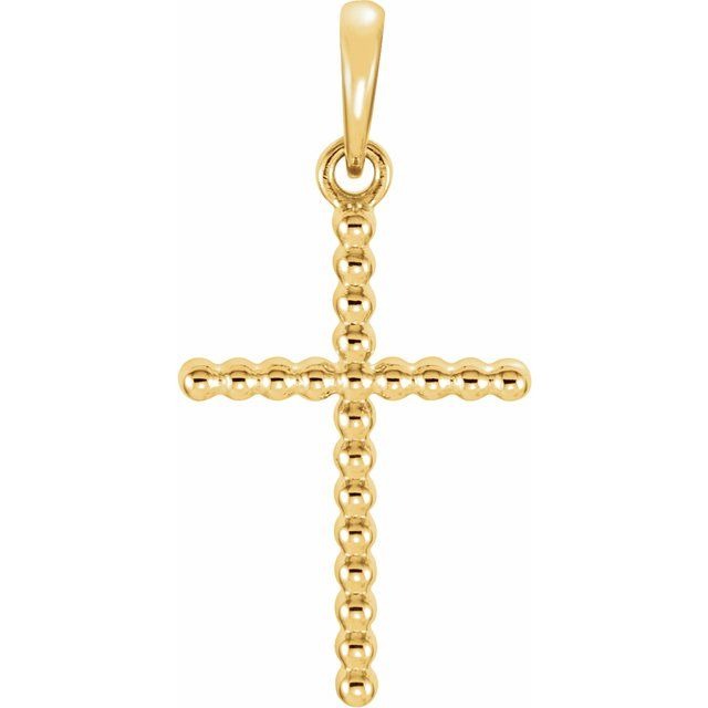 14k Yellow Gold Beaded Cross 18.5* 21.1MM