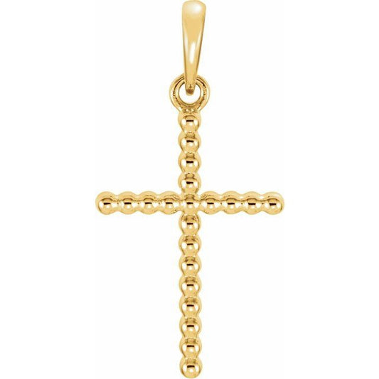 14k Yellow Gold Beaded Cross 18.5* 21.1MM