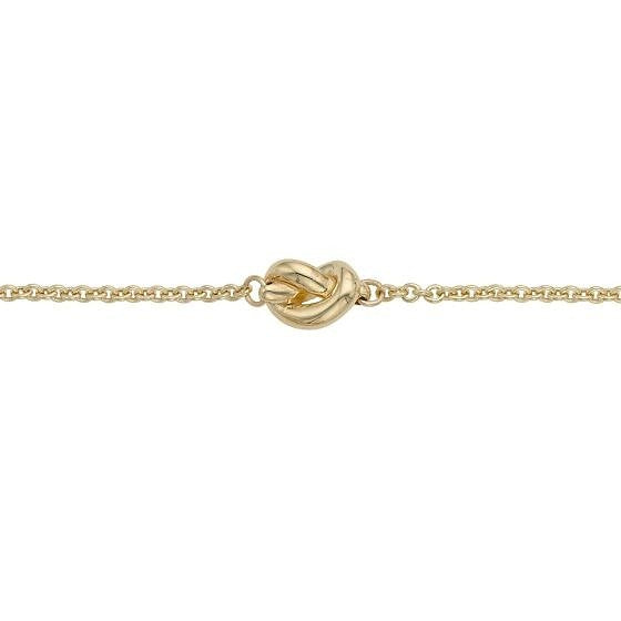 14K Yellow Gold 7" Polished Puffed Love Knot Bracelet