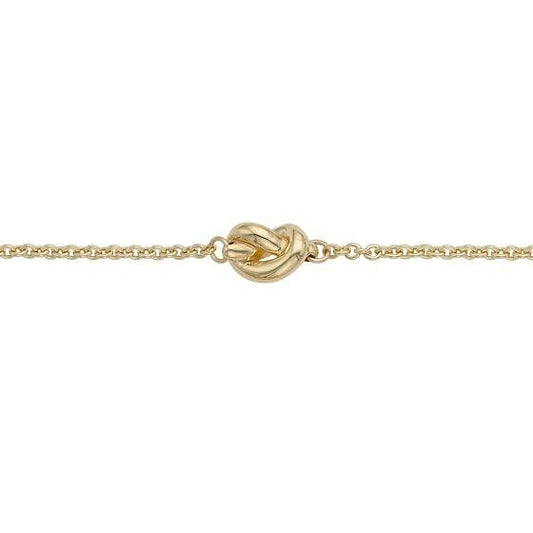14K Yellow Gold 7" Polished Puffed Love Knot Bracelet
