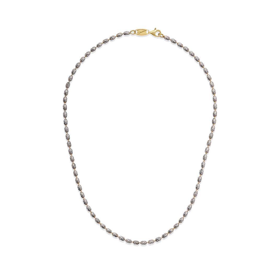 Sterling Silver Rhodium and Gold Plated 30 Inch Necklace