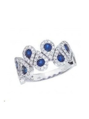 14k White Gold 0.77 ct Sapphire and 0.48 ct  Diamond Ring