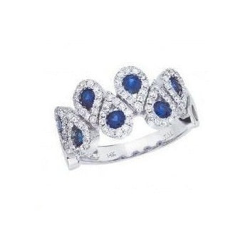 14k White Gold 0.77 ct Sapphire and 0.48 ct  Diamond Ring