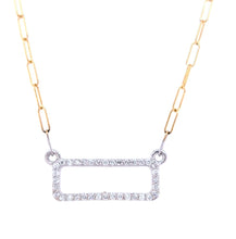 Load image into Gallery viewer, 14k Two Tone Gold 0.15Ct Diamond Rectangle Necklace with 30 Diamonds
