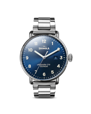 Shinola Canfield 43MM, Midnight Blue Dial, Stainless Steel Bracelet
