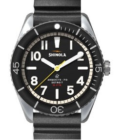 Shinola Duck 42MM, Black Dial, Black Rubber Strap