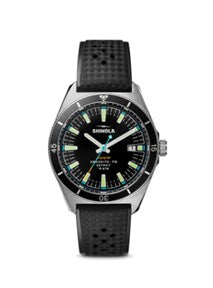 Shinola 40MM Duck, Black Dial, Black Rubber Strap