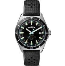 Shinola 40MM Duck, Black Dial, Black Rubber Strap