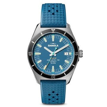 Shinola 40MM Duck, Blue Dial, Blue Rubber Strap