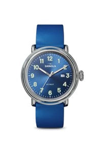 Shinola 41MM Detrola Watch, Denim Blue Dial, Blue Rubber Strap