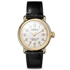 Shinola 36mm Runwell Watch with Alabaster Dial and Black Leather Strap