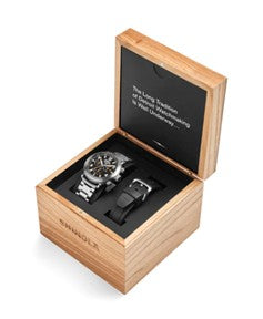 Shinola 42mm Runwell, Titanium Gift Set Black Dial and Bracelet