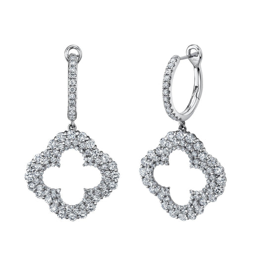 14k White Gold 2.13Ct Diamond Clover Earring