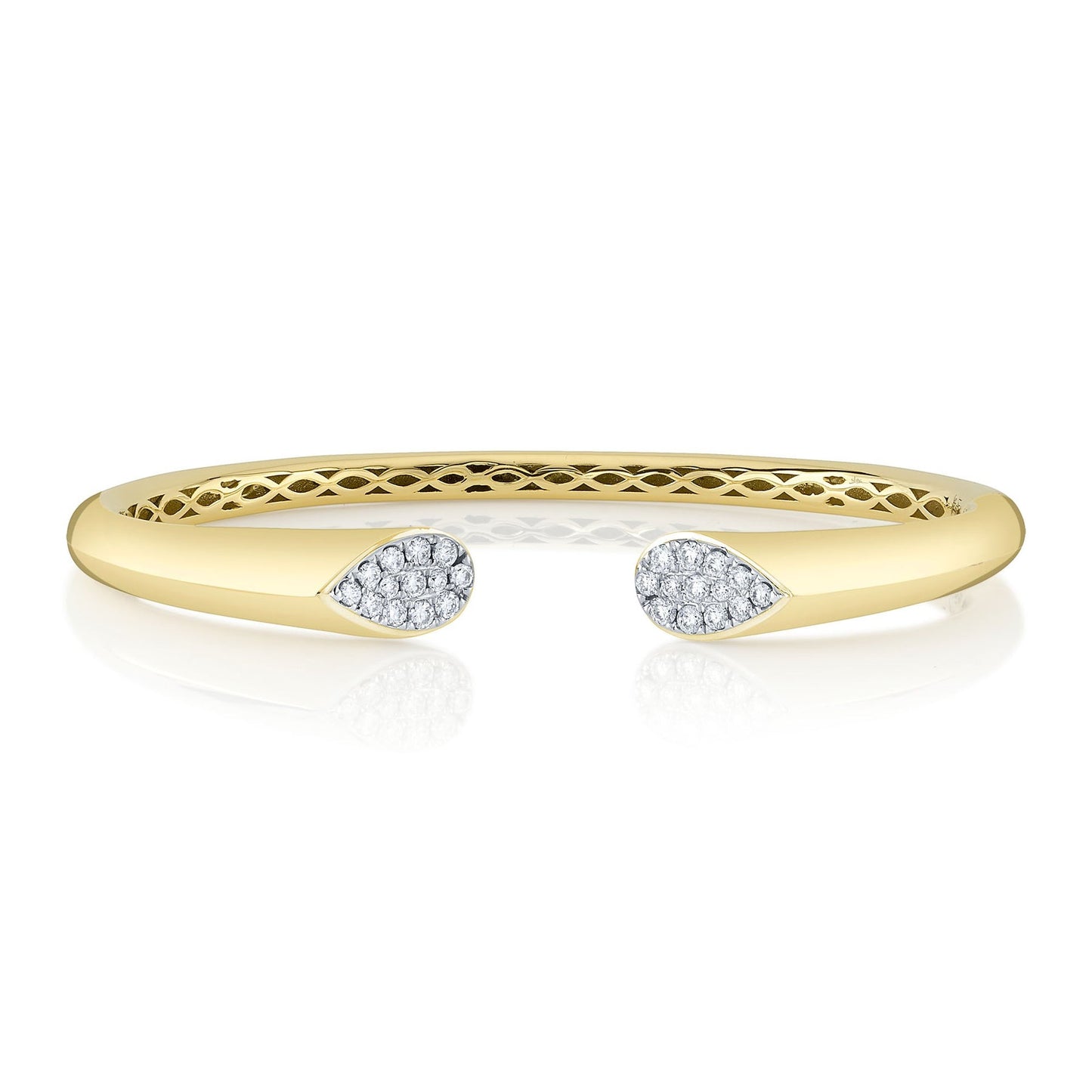 14k Two Tone 0.54Ct Diamond Cuff Bangle Bracelet with 26 Diamonds