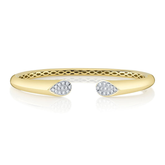14k Two Tone 0.54Ct Diamond Cuff Bangle Bracelet with 26 Diamonds