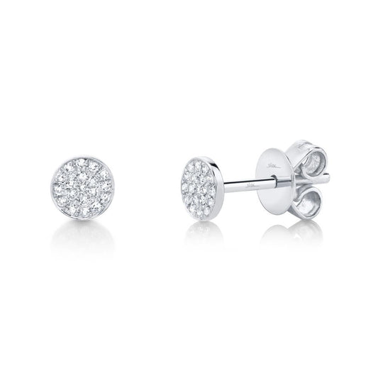 14k White Gold Pave Diamond Cluster Earring 0.07Ct with 38 Diamonds