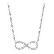 14k White Gold 0.09Ct Diamond Infinity Necklace with 30 Diamonds.