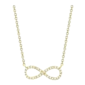 14k Yellow Gold 0.09Ct Diamond Infinity Necklace with 30 Diamonds.