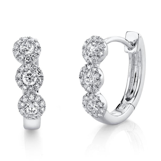14k White Gold 13 mm, 0.37Ct Diamond Huggie Earring