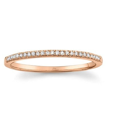 14k Rose Gold 0.08 Carat Diamond Band.
