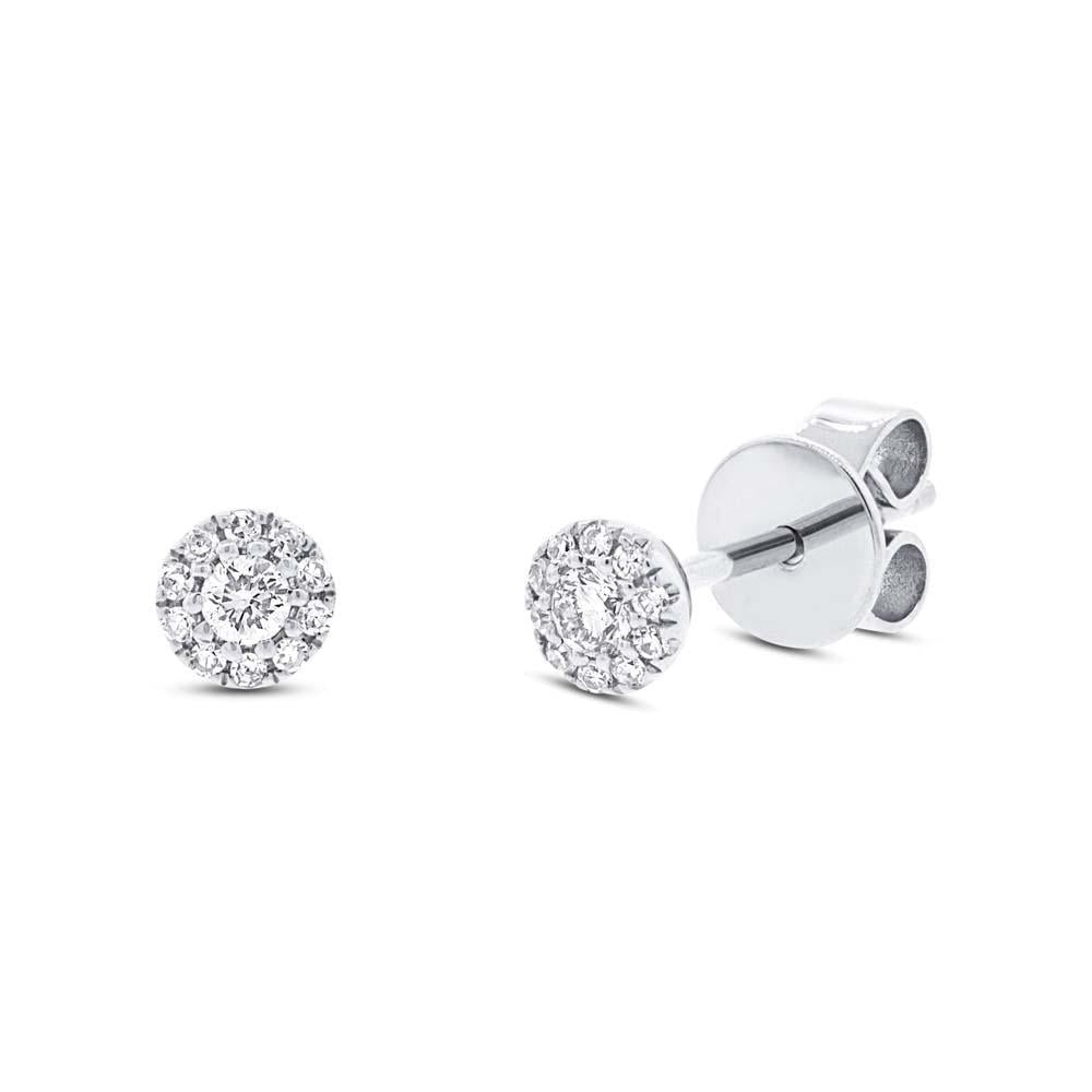 14k White Gold 0.13Ct Diamond Cluster Stud Earring