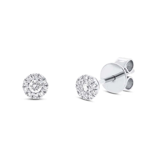 14k White Gold 0.13Ct Diamond Cluster Stud Earring