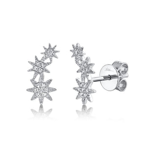 14k Gold 0.06Ct Diamond Star Earring, available in White, Rose and Yellow Gold
