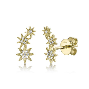 14k Gold 0.06Ct Diamond Star Earring, available in White, Rose and Yellow Gold